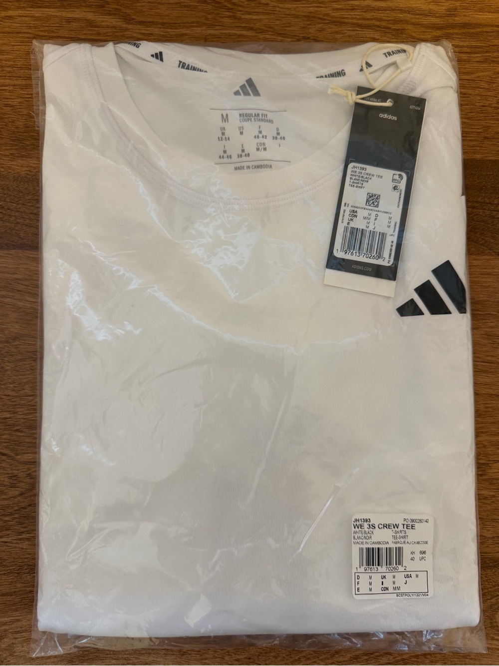 adidas White Short Sleeve Crew Tee with Black Logo